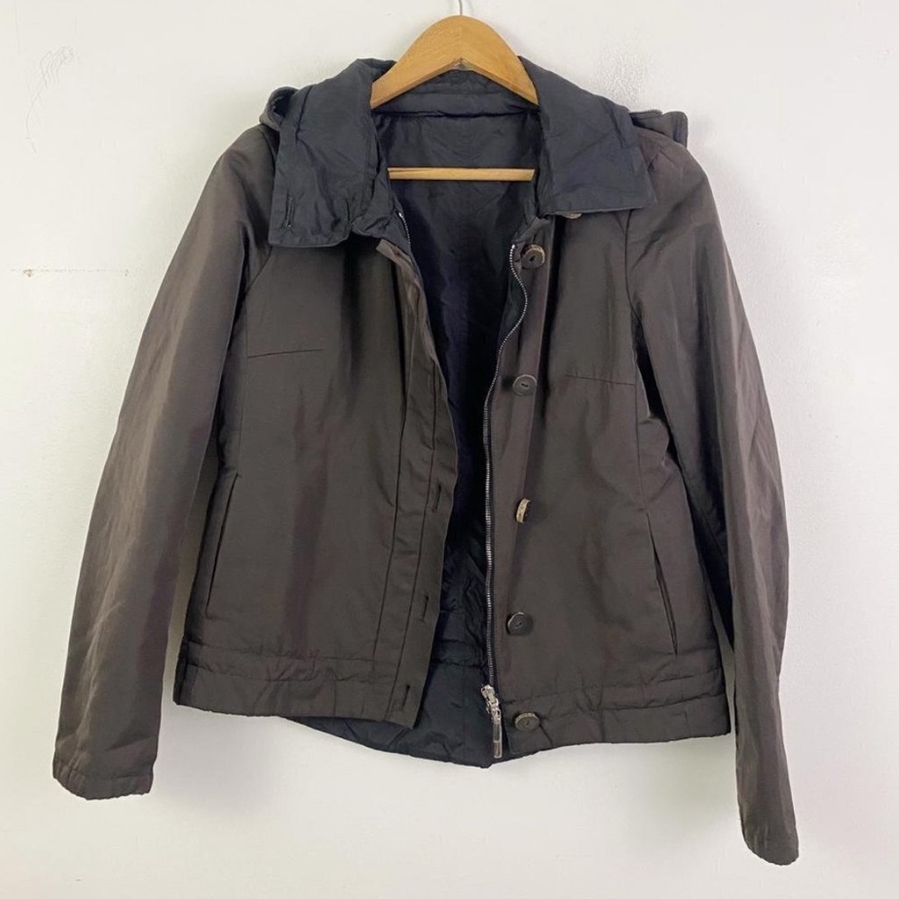 S MAX MARA brown hooded zip up jacket